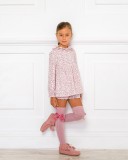 Girls Pink Jersey Cotton Kitty 2 Piece Shorts Set Outfit