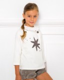 White & Chocolate Star Print Sweatshirt
