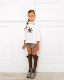 White & Chocolate Star Print Sweatshirt