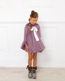 Girls Lilac Velvet Dress Outfit