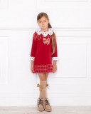 Red & White Knitted Jacquard Dress Outfit