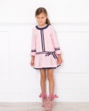 Girls Pink & Navy Blue Dress Outfit