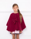 Girls Burgundy Cape with Bow Belt