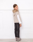 Girls White Cotton Blouse & Dark Grey Slim Fit Jeans Outfit