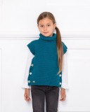 Girls Blue Knitted Poncho 