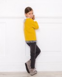 Mustard Knitted Sweater with Gray Tulle Hem 