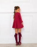 Girls Burgundy Dress & Tartan Maxi Bow Outfit