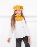 Girls Mustard Knitted Ruffle Snood With Bow