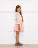Girls Ivory Blouse & Pale Pink Viscose Skirt Set Outfit