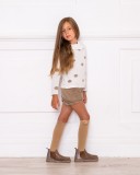 Girls Ivory & Gold Spotted Sweater