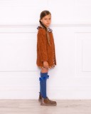 Girls Rust Knitted Long Cardigan Outfit