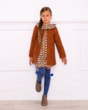 Girls Rust Knitted Long Cardigan Outfit