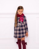 Girls Burgundy Synthetic Fur Scarf with Satin Bow