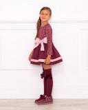 Girls Pink Dress with Floral & Jersey Layered Skirt Outfit