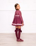 Girls Pink Dress with Floral & Jersey Layered Skirt Outfit