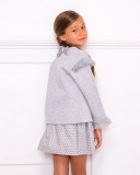 Girls Grey Sweatshirt with Silver Bow & Gray Suede Boots Outfit