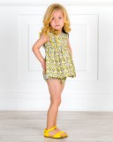 Outfit Baby Girls Bananas Print 2 Pieces Dress Set & Yellow Leather Amelia Sandals