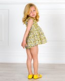 Outfit Baby Girls Bananas Print 2 Pieces Dress Set & Yellow Leather Amelia Sandals