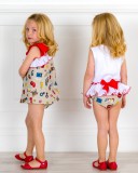 Mon Petit Bonbon Jesusito Niña Cuello Volante Asimétrico Graffiti Beige