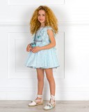 Badum Badero Collar Flores Verde Agua & Plata