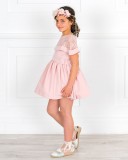 Girls Pale Pink Dress with Floral Lace Collar & Espadrille Sandals & Pink Flower Hairband