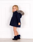 Girls Navy Blue Hooded Duffle Coat Outfit