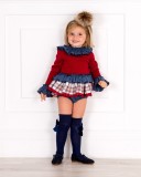 Baby Girls Burgundy Checked 2 Piece Sweater Outfit Set