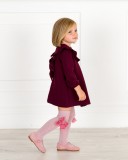 Girls Burgundy Jersey Dress & Pale Pink Long Socks Outfit