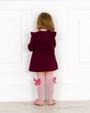 Girls Burgundy Jersey Dress & Pale Pink Long Socks Outfit