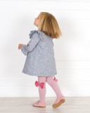 Girls Blue & Pink Liberty Dress Outfit with Pale Pink Long Socks