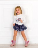 Girls Blue Unicorn Outfit Set with Pale Pink Long Socks