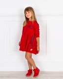 Outfit Vestido Punto Rojo & Botines Glitter  