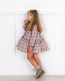 Girls Grey & Pink Checked Dress Outfit 
