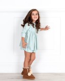 Girls Pastel Green Checked Apron Dress Outfit