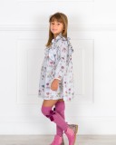 Girls Grey Llama Print Dress & Pink Glitter Boots Outfit