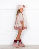 Girls Pink & Beige Velvet Shift Dress Outfit