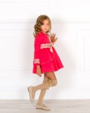 Girls Red & Beige Dress with Removable Sash Outfit