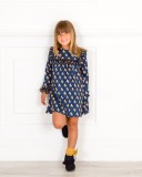 Girls Blue & Mustard Dress Outfit 