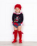 Girls Blue Mouse Set & Red Glitter Boots Outfit