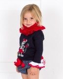 Girls Blue Mouse Set & Red Glitter Boots Outfit