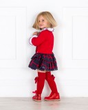 Girls Red Checked Dress & Glitter Boots Outfit by Dolce Petit and Rochy