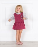 Girls Burgundy Pinafore Dress Outfit 