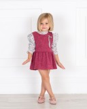 Girls Burgundy Pinafore Dress Outfit 