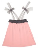 Girls Blush Pink Beach Dress with Gray Tulle Straps