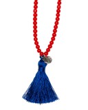 Girls Red Necklace & Blue Fringe with Shell Charm 