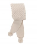 Beige Knitted Hat with Scarf & Pom-Poms