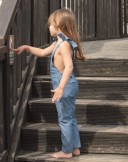 Girls Blue Chambray Dungaree Jeans with Removable Braces