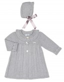 Baby Girls Grey Pram Coat & Bonnet Set
