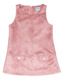 Girls Dusky Pink Synthetic Suede Pinafore Dress