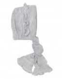 Baby Ivory Knitted Frilly Bonnet With Cotton Lining